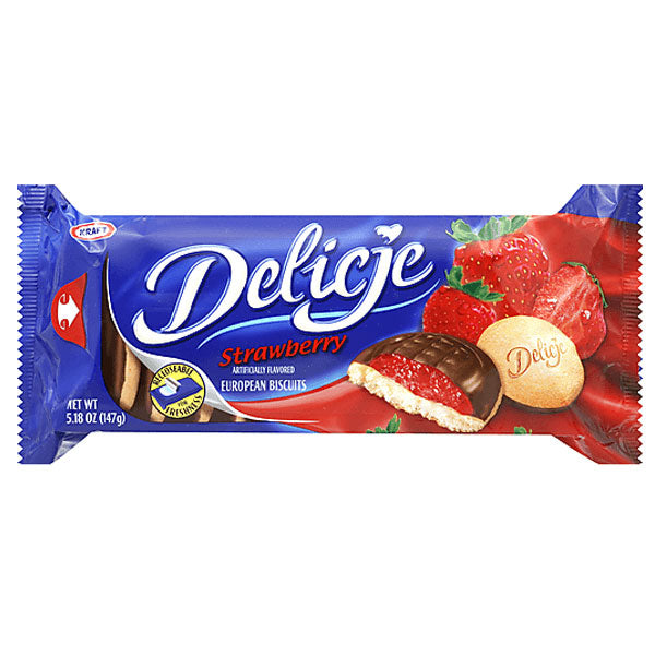 Cookies Choco Glazed Delicje with Strawberry – 5.19 oz (147gr)